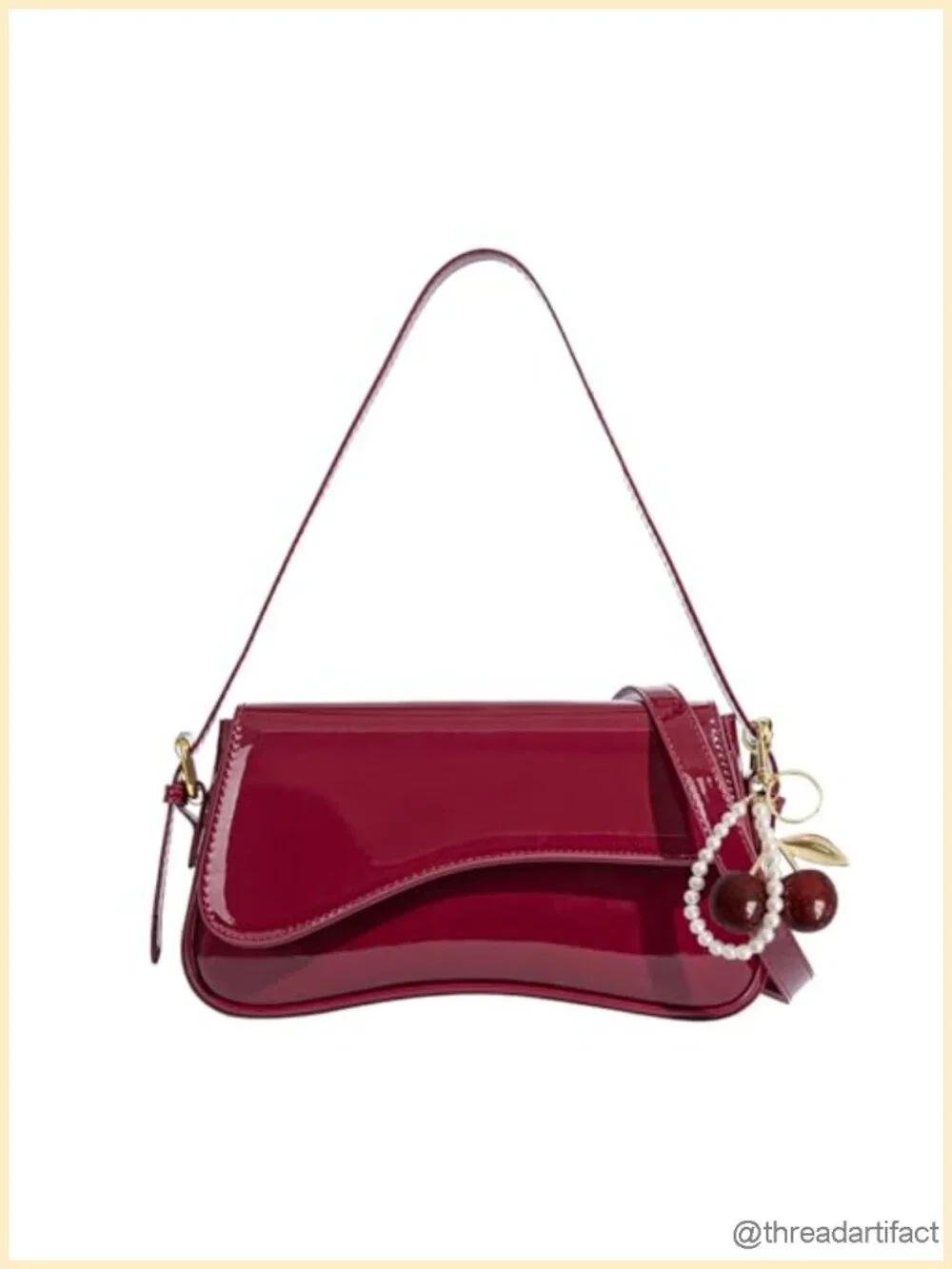 Trendy Y2K Hobo Bag with Cherry Pendant, Crossbody Shoulder Bag